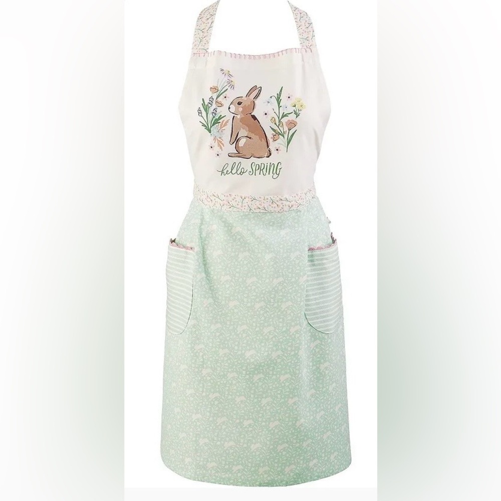NWT Design Imports | Hello Spring Apron with Bunny and Floral Print | One Size